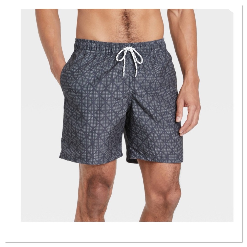 Men’s 7” Geometric Print Swim Trunks Goodfellow & Co